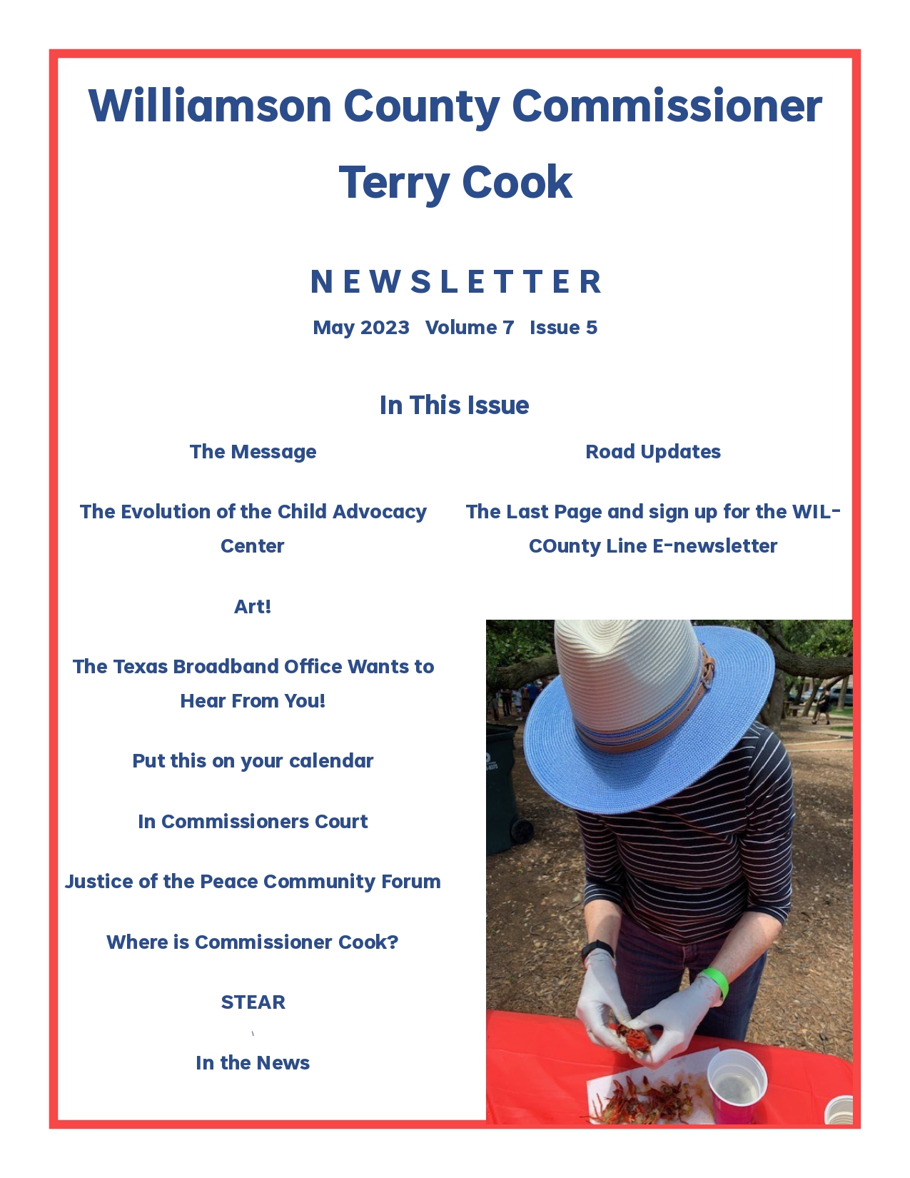 Cover page for the Monthly Newsletter