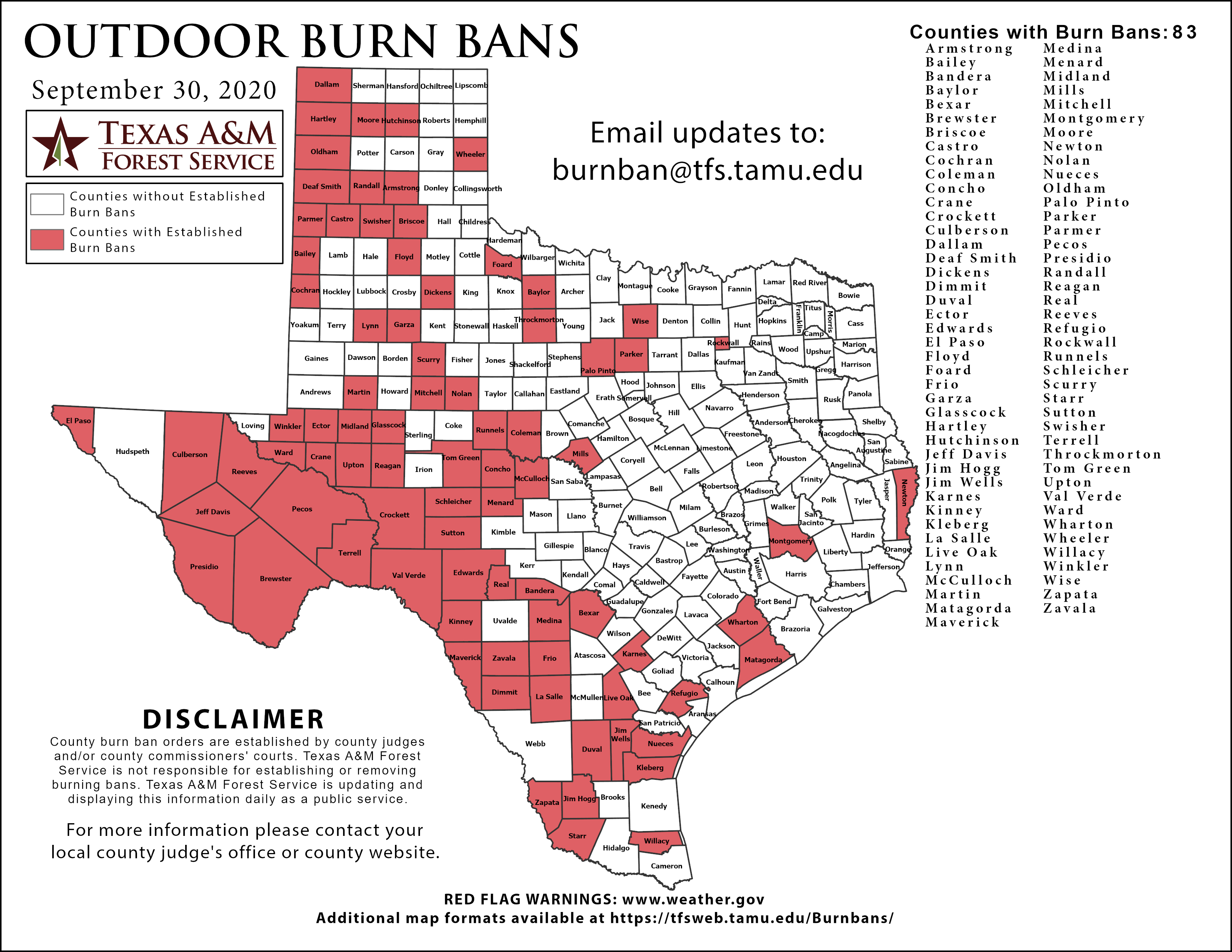 Texas Burn Ban Counties