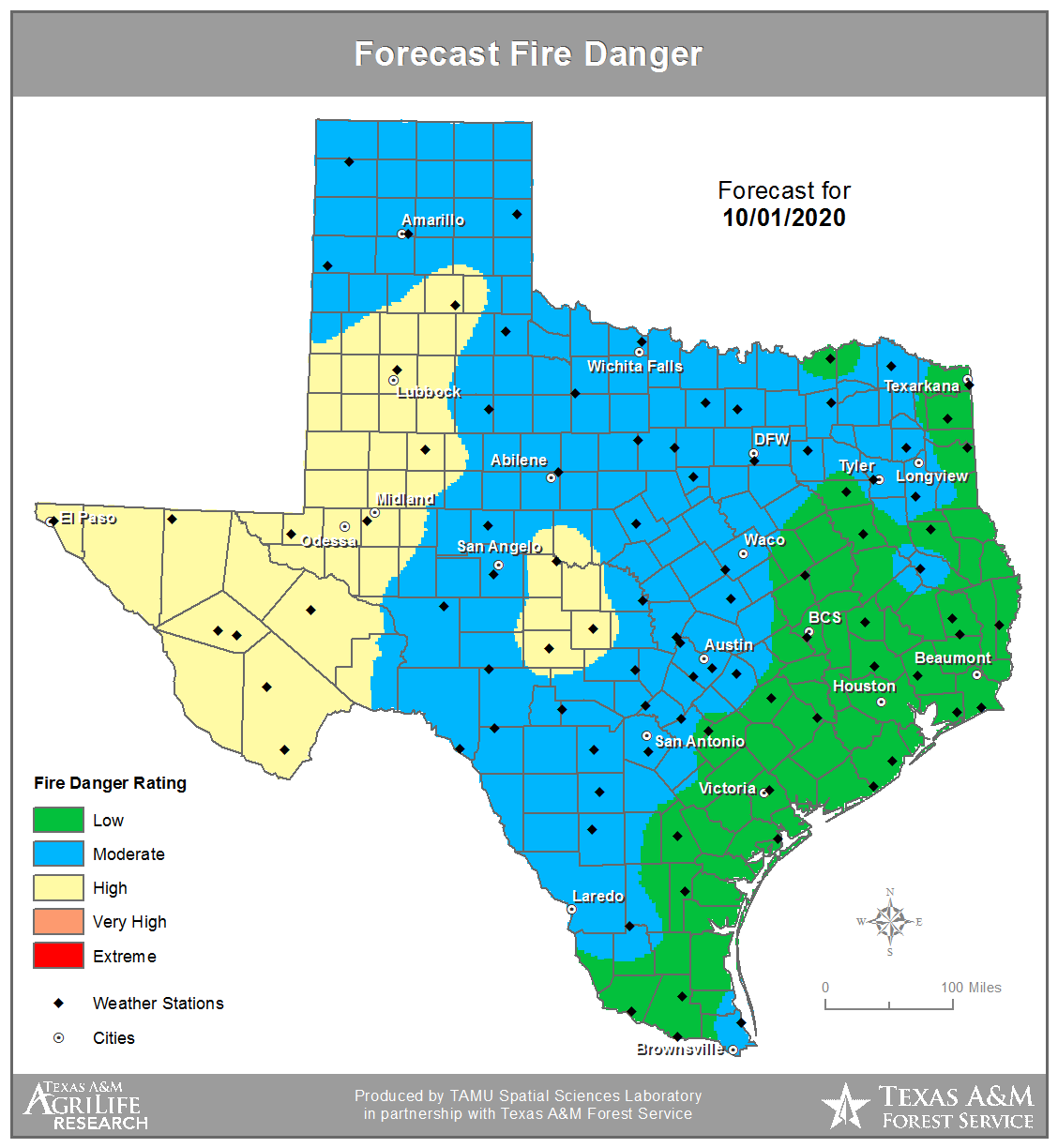 Texas Fire Danger Counties