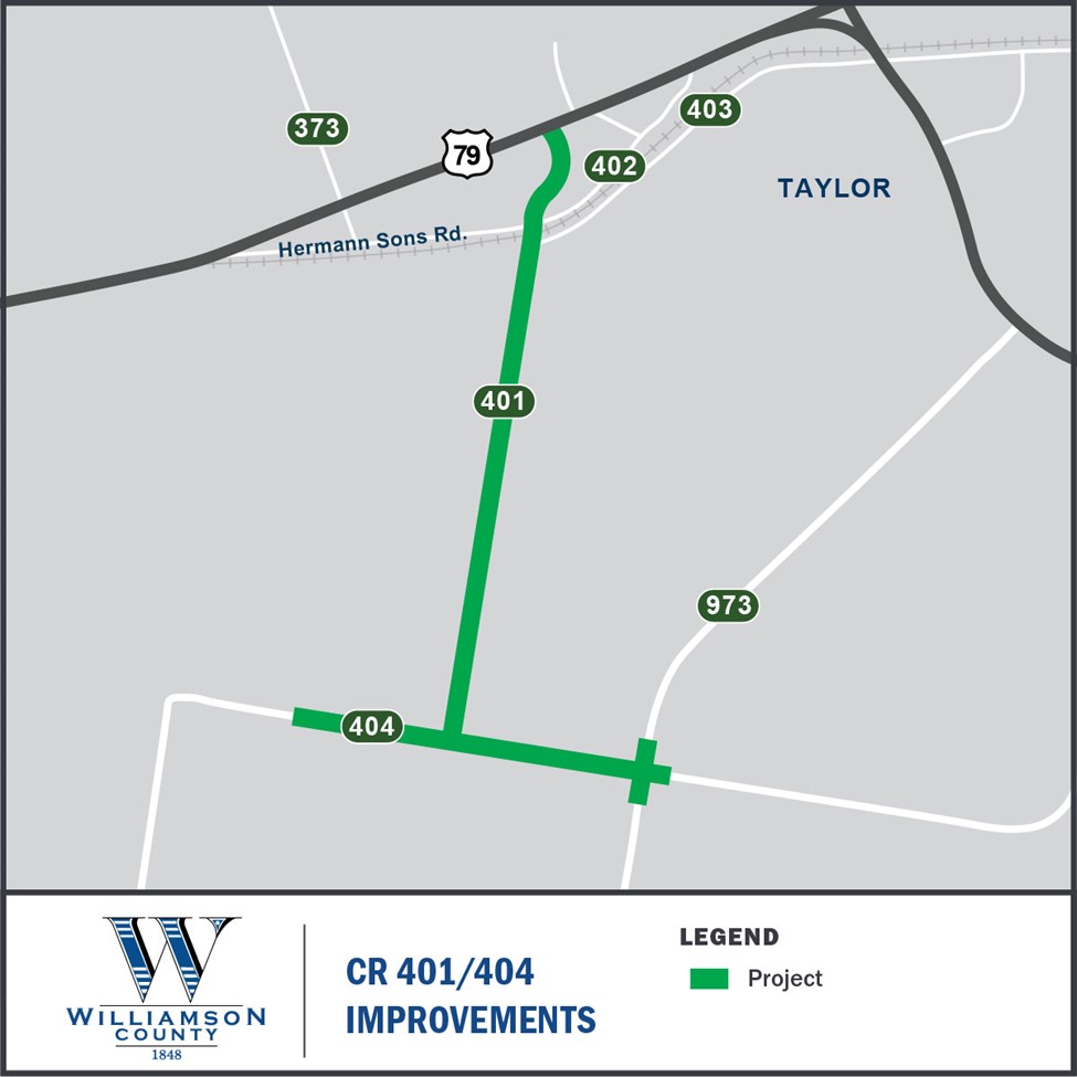 Map for County Road 401/404 Improvements