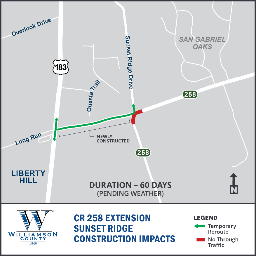 CR 258 Extension Sunset Ridge Construction Impacts Map